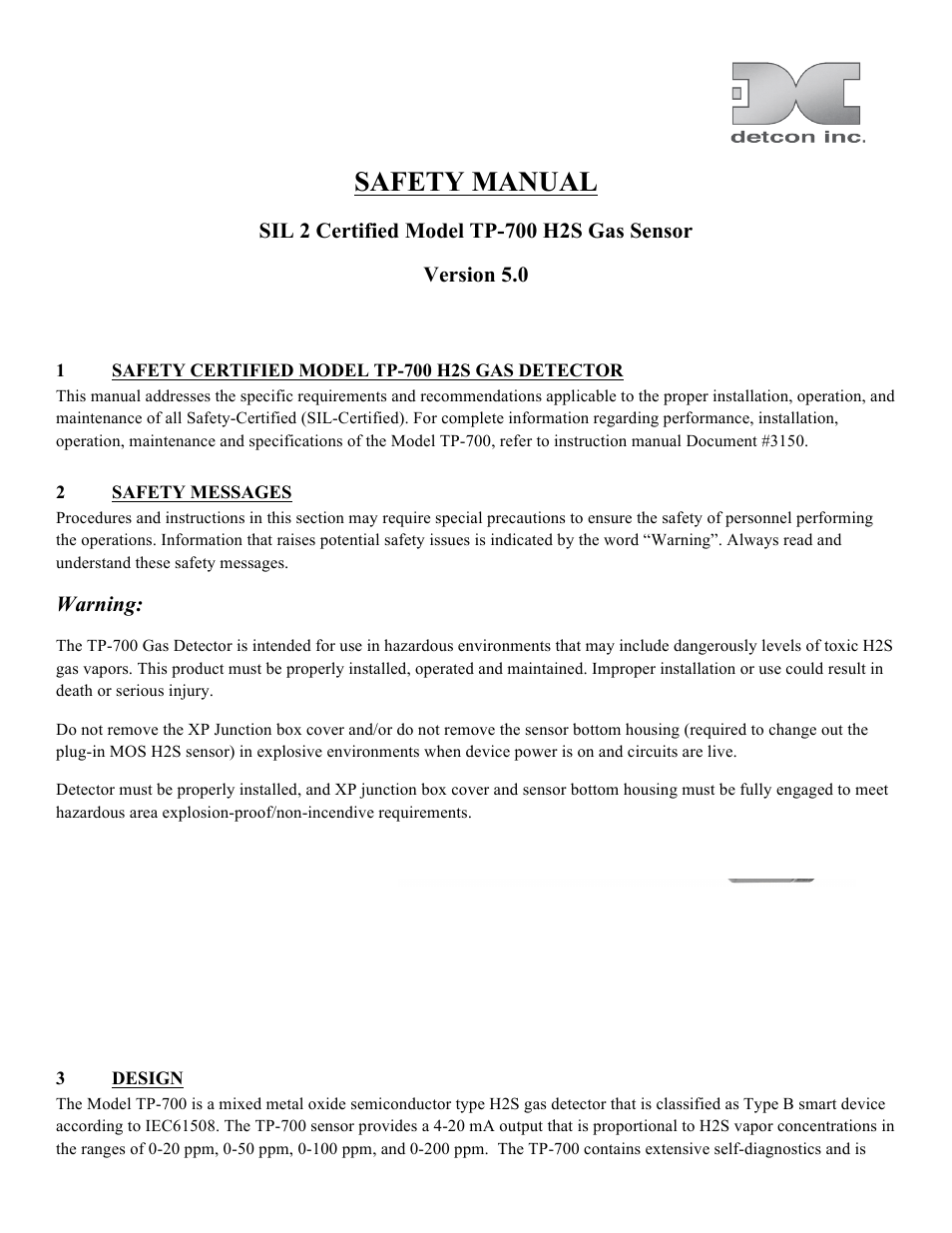 Detcon TP-700 SIL 2 Safety Manual User Manual | 6 pages