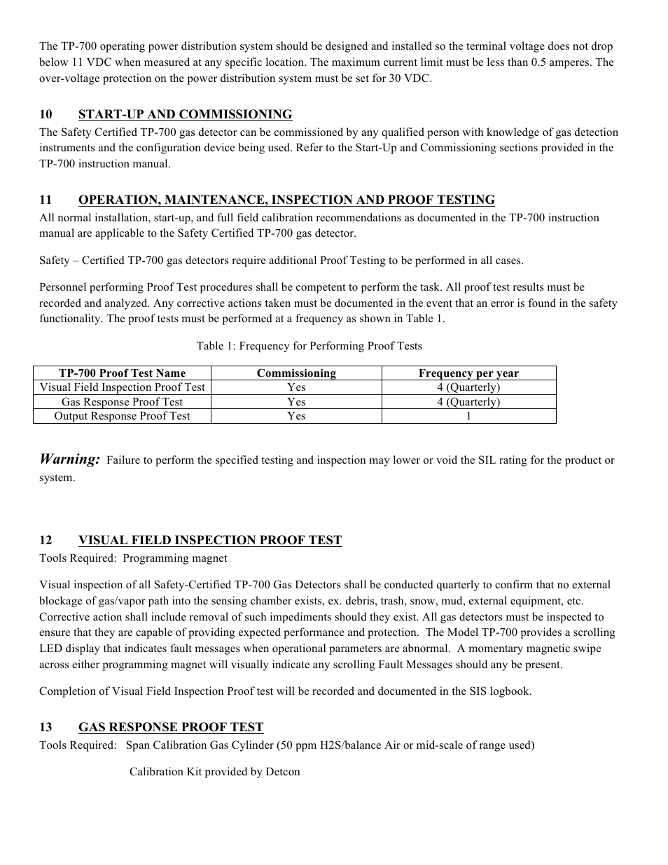 Warning | Detcon TP-700 SIL 2 Safety Manual User Manual | Page 4 / 6