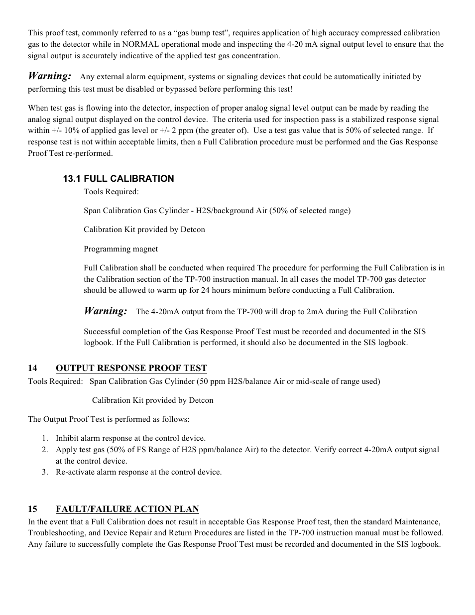 Warning | Detcon TP-700 SIL 2 Safety Manual User Manual | Page 5 / 6