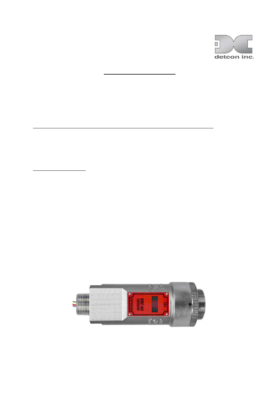 Detcon FP-700 SIL 2 Safety Manual User Manual | 6 pages