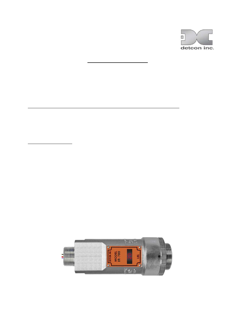 Detcon IR-700 SIL 2 Safety Manual User Manual | 6 pages