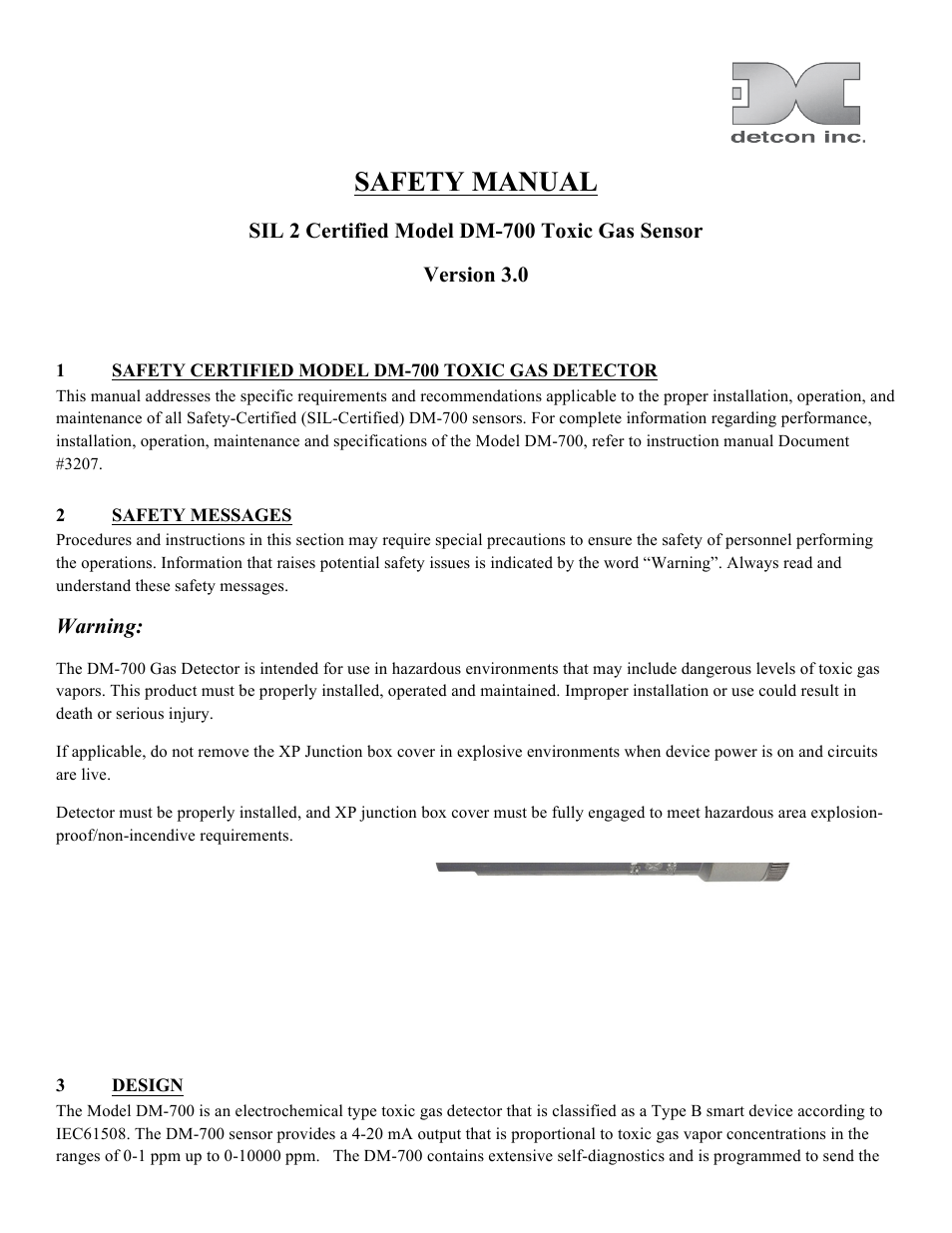 Detcon DM-700 SIL 2 Safety Manual User Manual | 6 pages