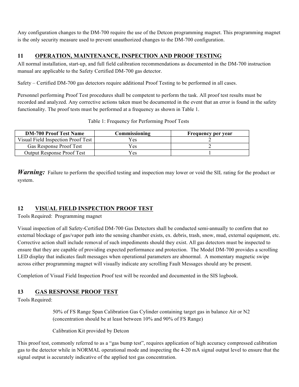 Warning | Detcon DM-700 SIL 2 Safety Manual User Manual | Page 4 / 6