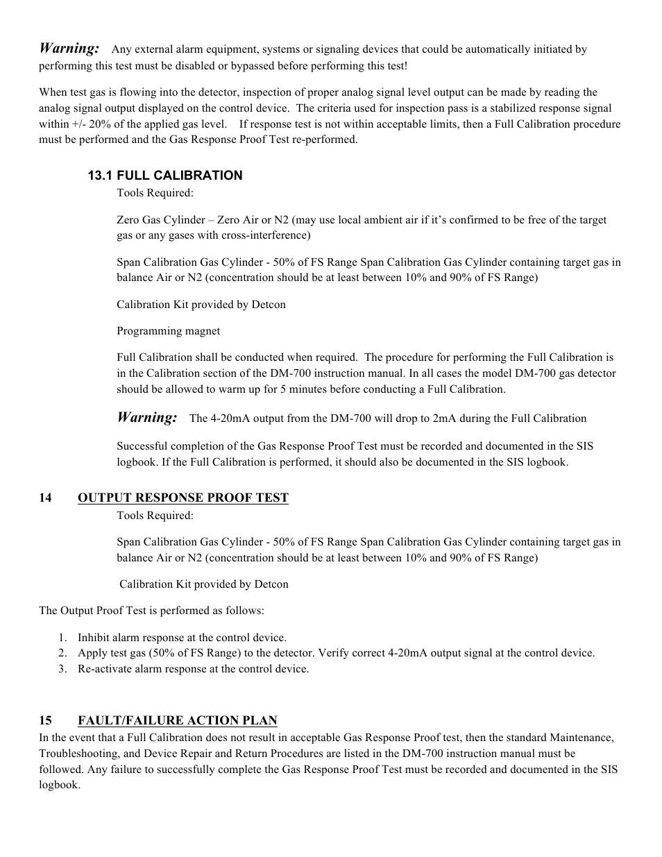 Warning | Detcon DM-700 SIL 2 Safety Manual User Manual | Page 5 / 6