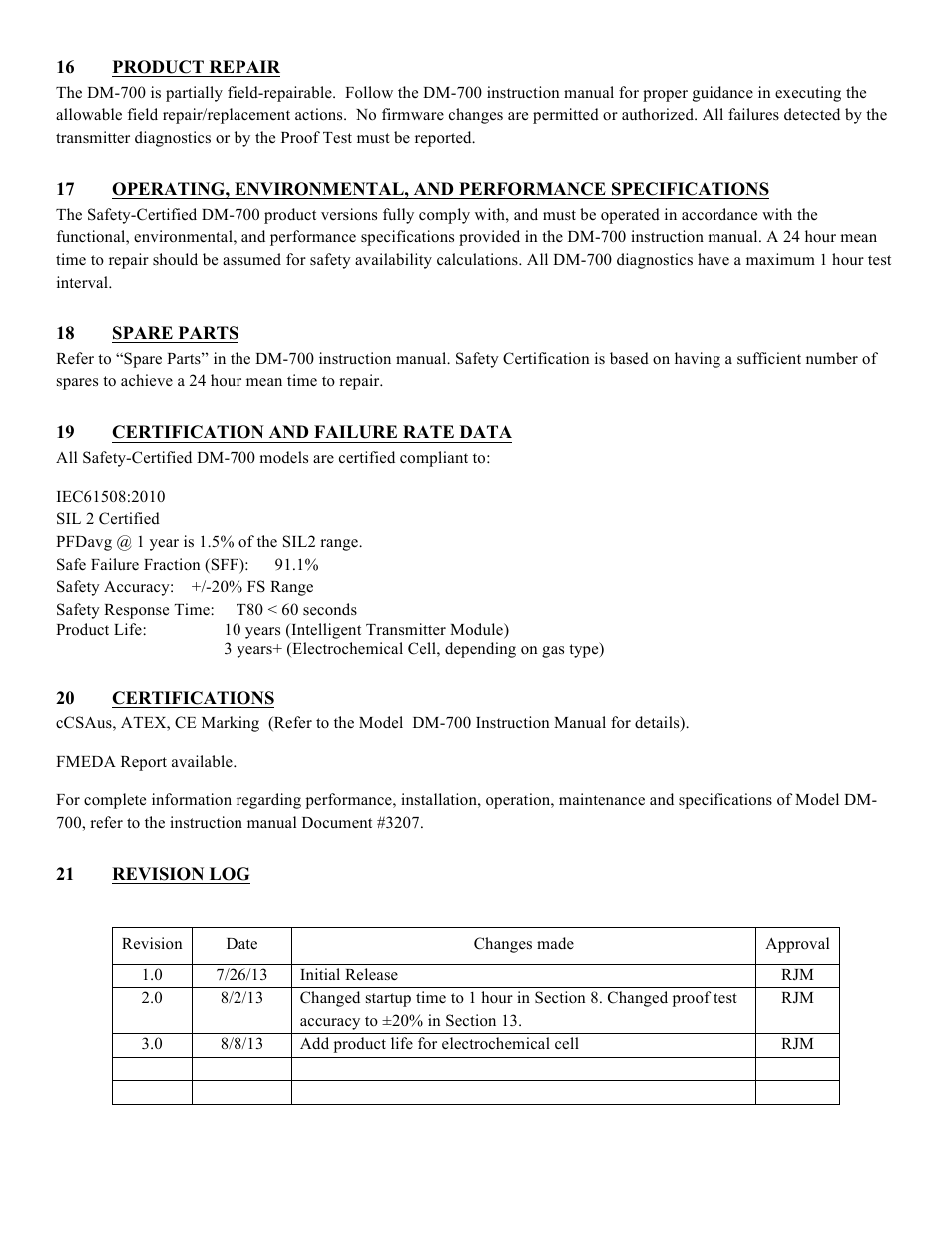 Detcon DM-700 SIL 2 Safety Manual User Manual | Page 6 / 6