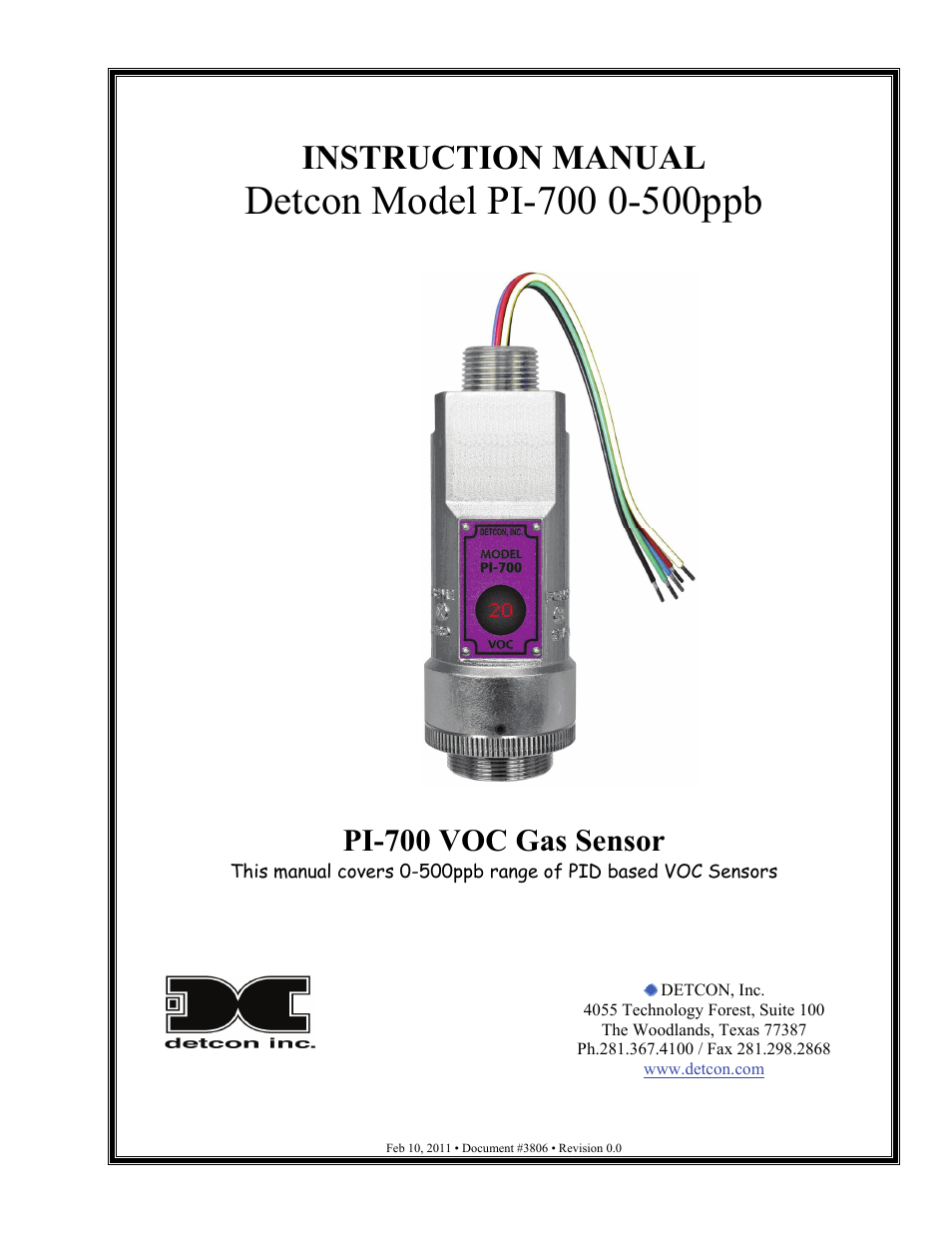 Detcon PI-700 0-500ppb User Manual | 59 pages