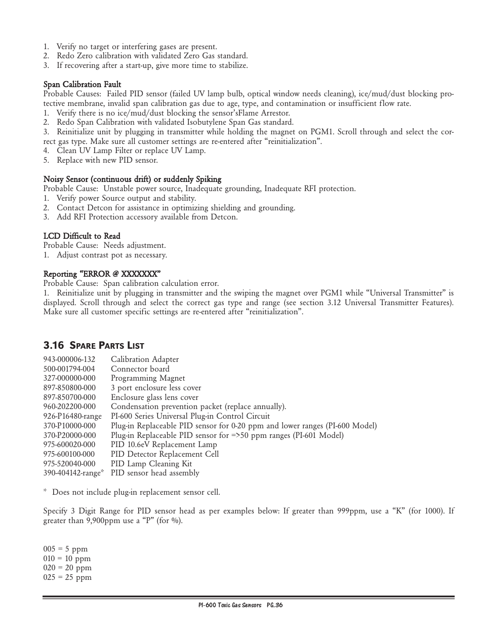 16 s | Detcon PI-600 User Manual | Page 36 / 37