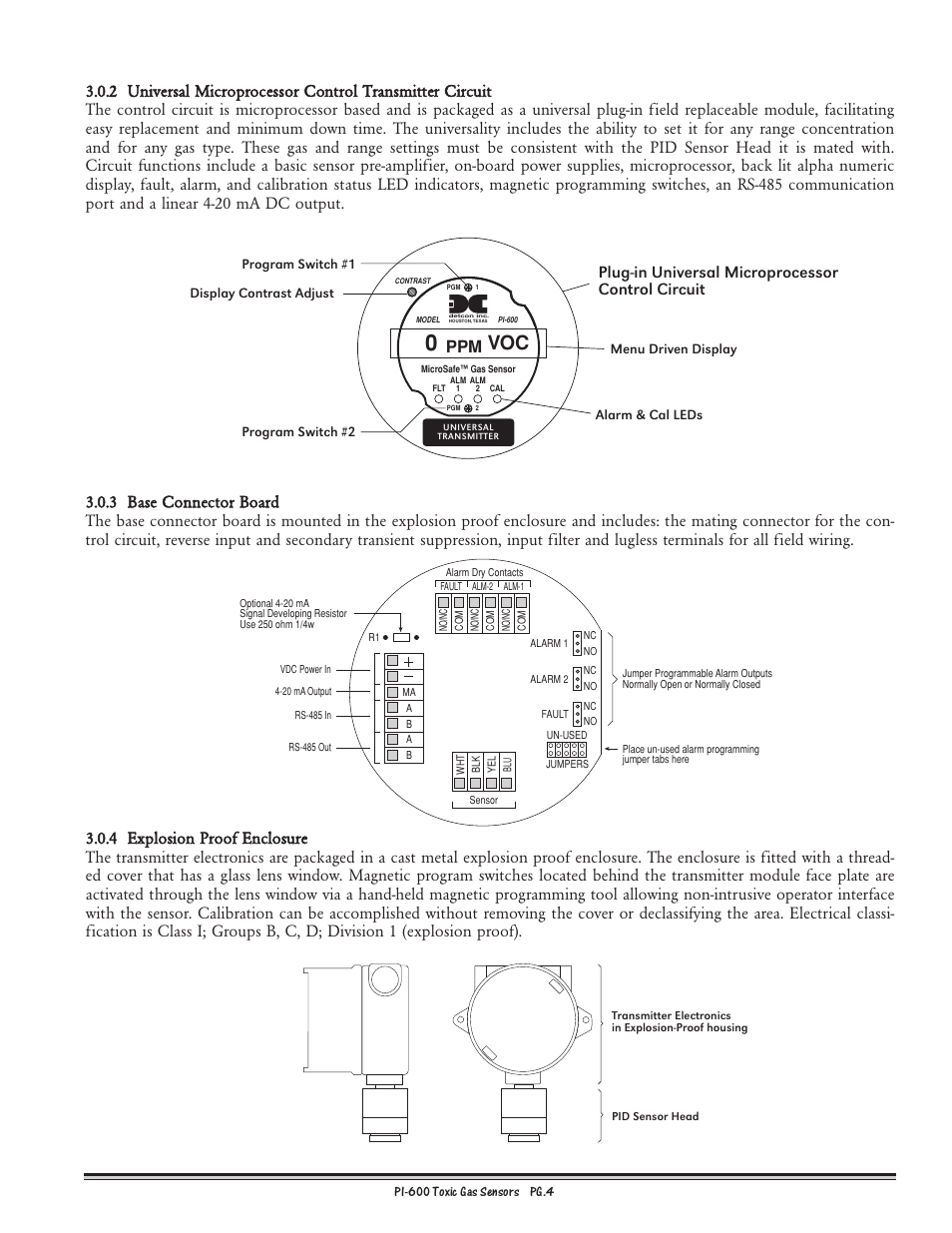 Plug-in universal microprocessor control circuit | Detcon PI-600 User Manual | Page 4 / 37