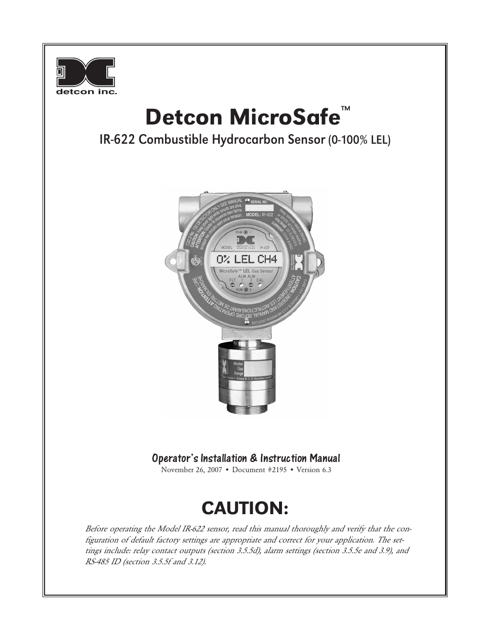 Detcon IR-622 User Manual | 24 pages