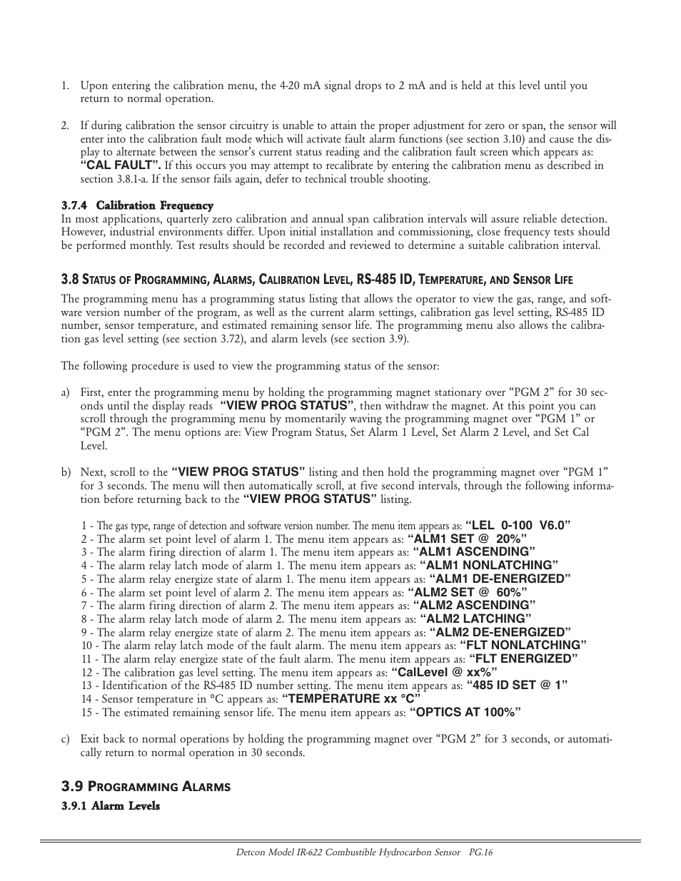 Rs-485 id, t | Detcon IR-622 User Manual | Page 16 / 24