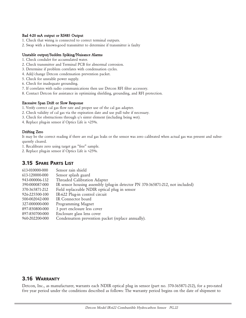 15 s, 16 w | Detcon IR-622 User Manual | Page 22 / 24