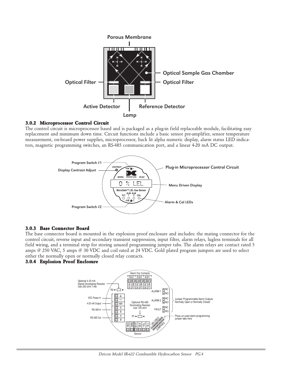 Optical filter, Plug-in microprocessor control circuit | Detcon IR-622 User Manual | Page 4 / 24