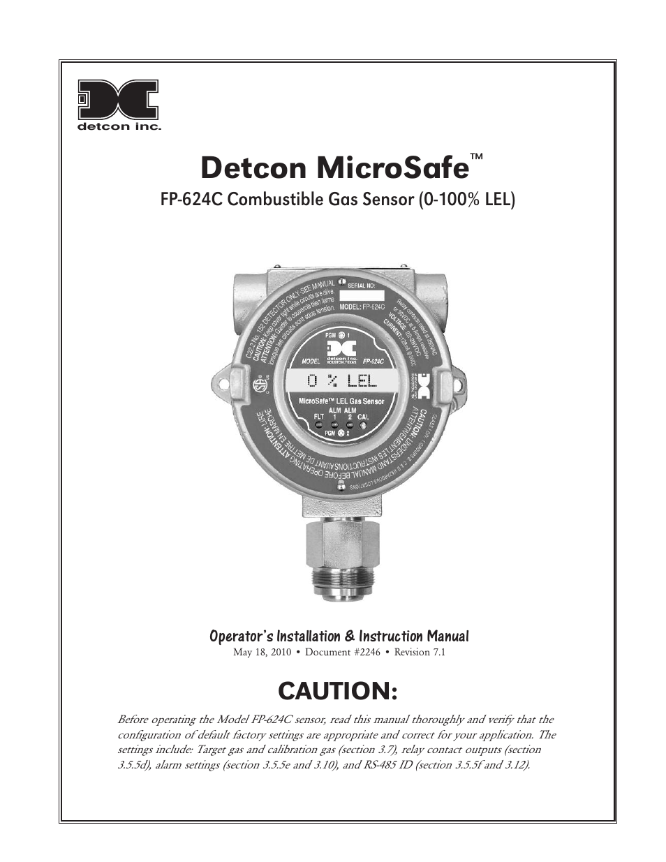 Detcon FP-624C User Manual | 26 pages