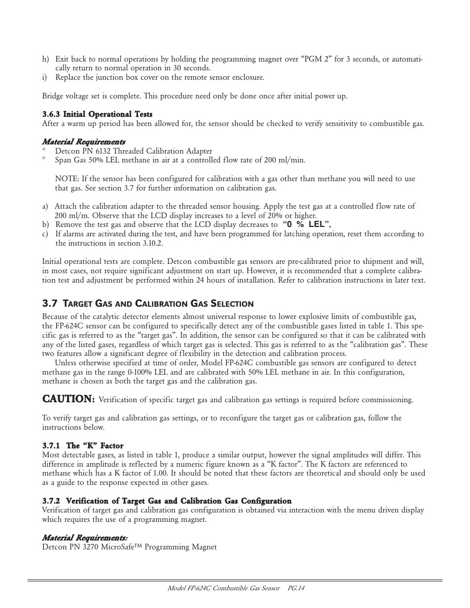 Caution | Detcon FP-624C User Manual | Page 14 / 26