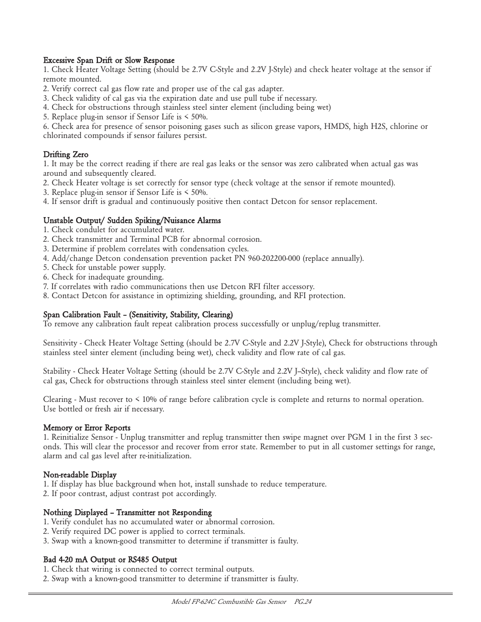 Detcon FP-624C User Manual | Page 24 / 26