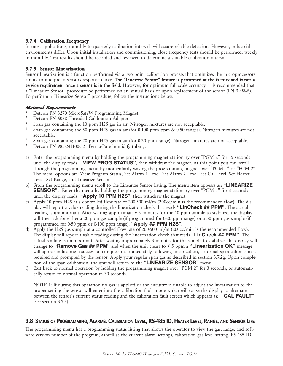 Rs-485 id, h | Detcon TP-624C User Manual | Page 17 / 25