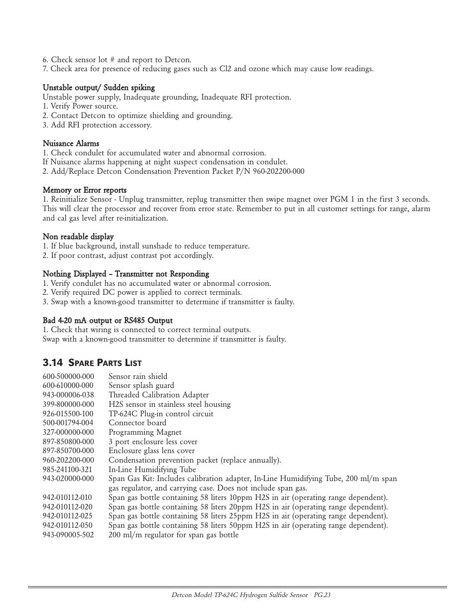 14 s | Detcon TP-624C User Manual | Page 23 / 25