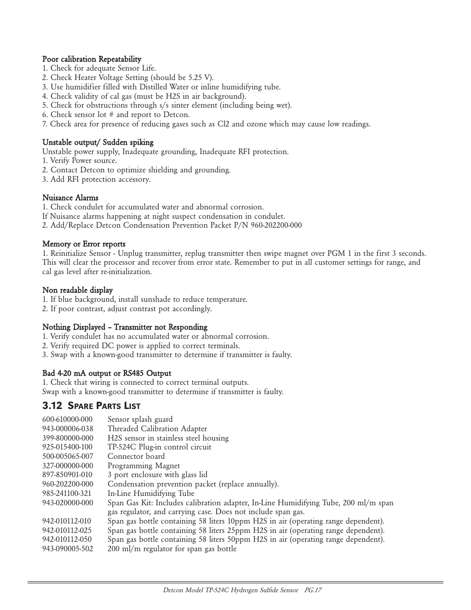 12 s | Detcon TP-524C User Manual | Page 17 / 20