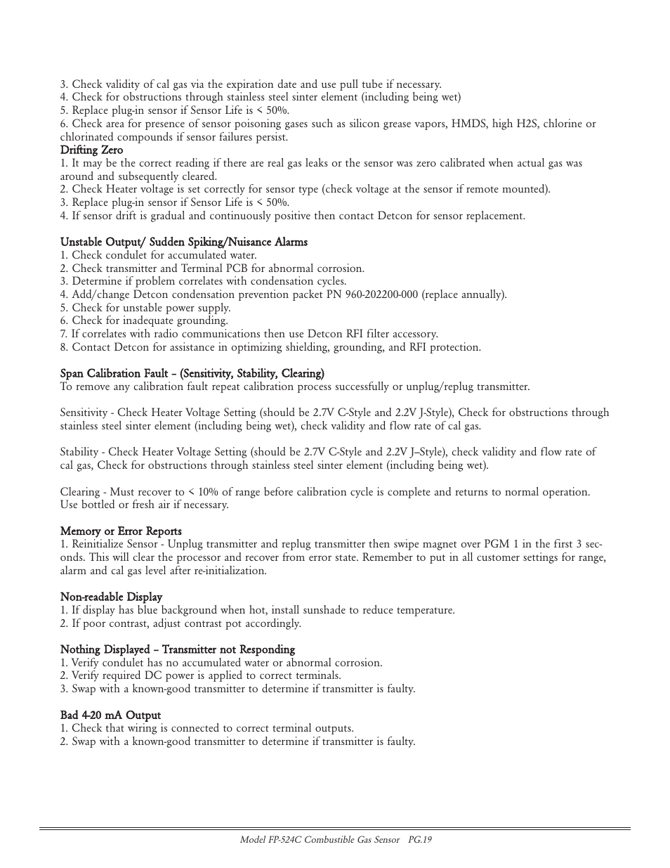 Detcon FP-524C User Manual | Page 19 / 21