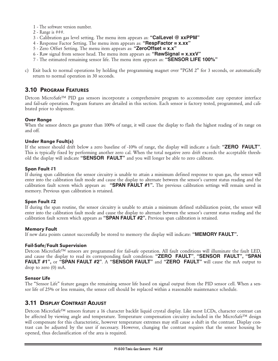 10 p, 11 d | Detcon PI-500 User Manual | Page 28 / 31