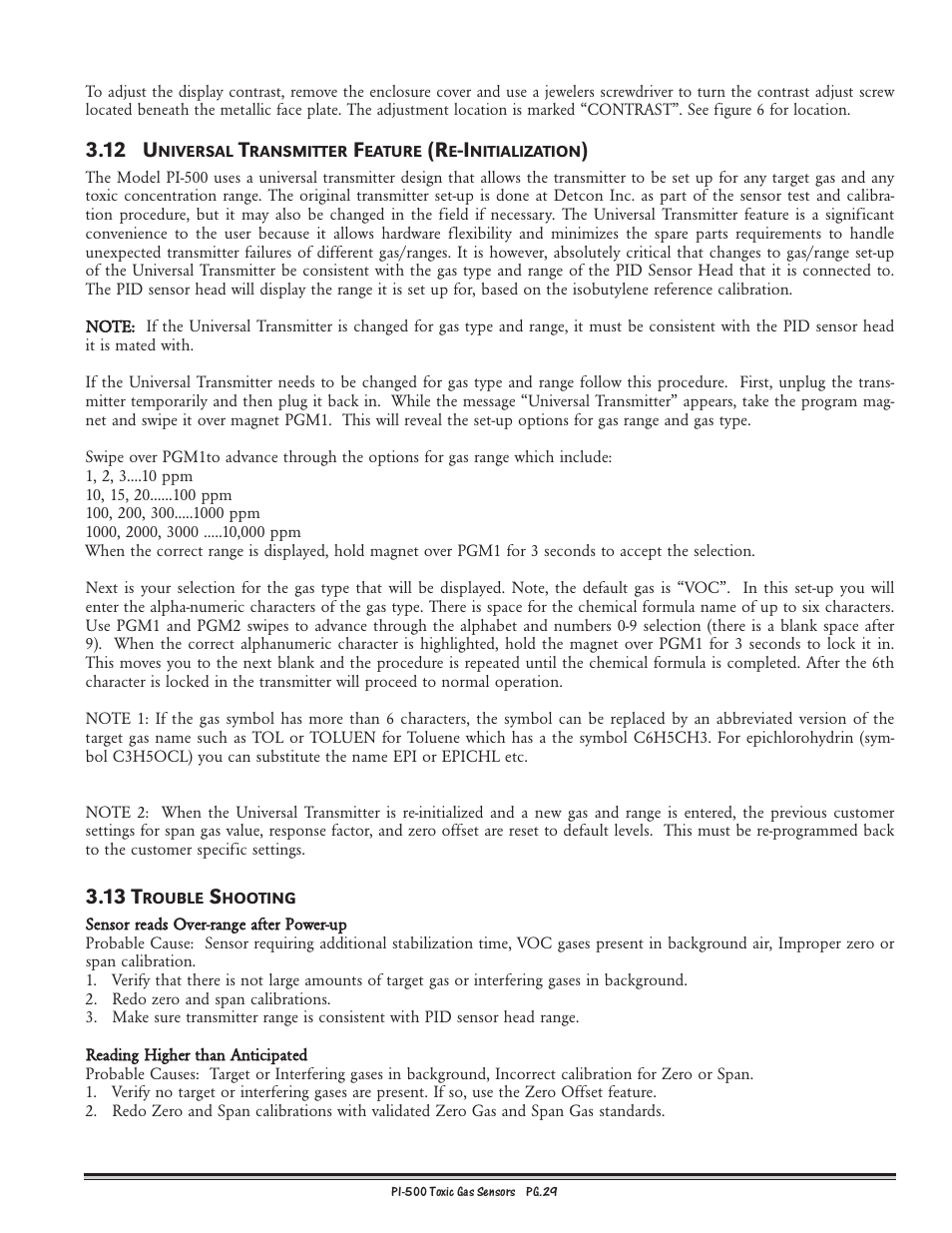 12 u, 13 t | Detcon PI-500 User Manual | Page 29 / 31