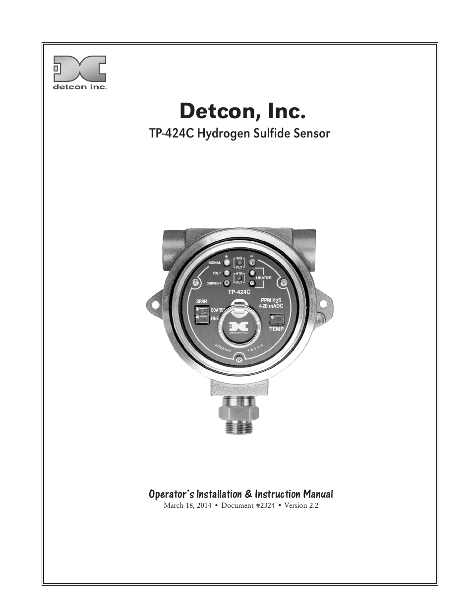 Detcon TP-424C User Manual | 15 pages