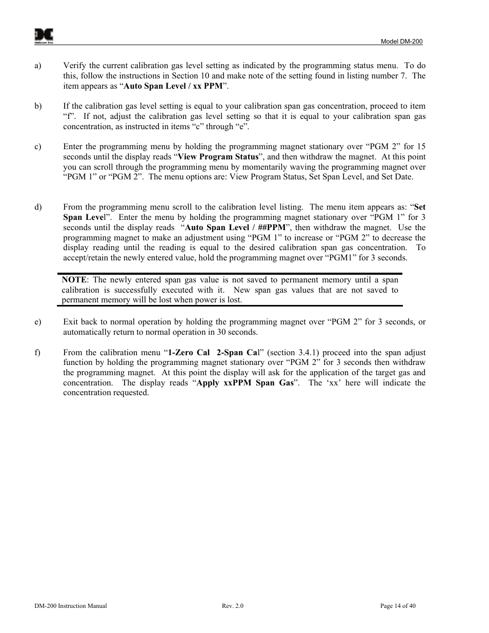 Detcon DM-200 User Manual | Page 18 / 50