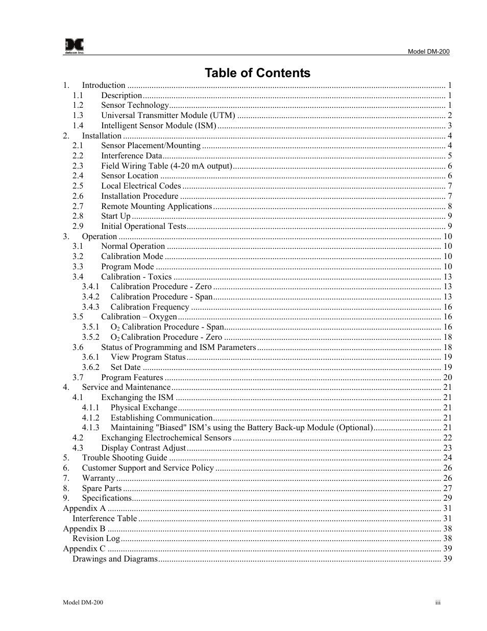 Detcon DM-200 User Manual | Page 3 / 50