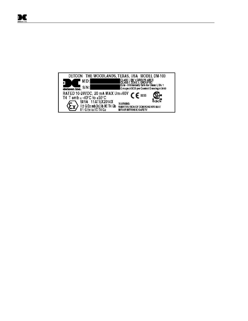 Installation, Figure 10 approval label | Detcon DM-100 User Manual | Page 10 / 44