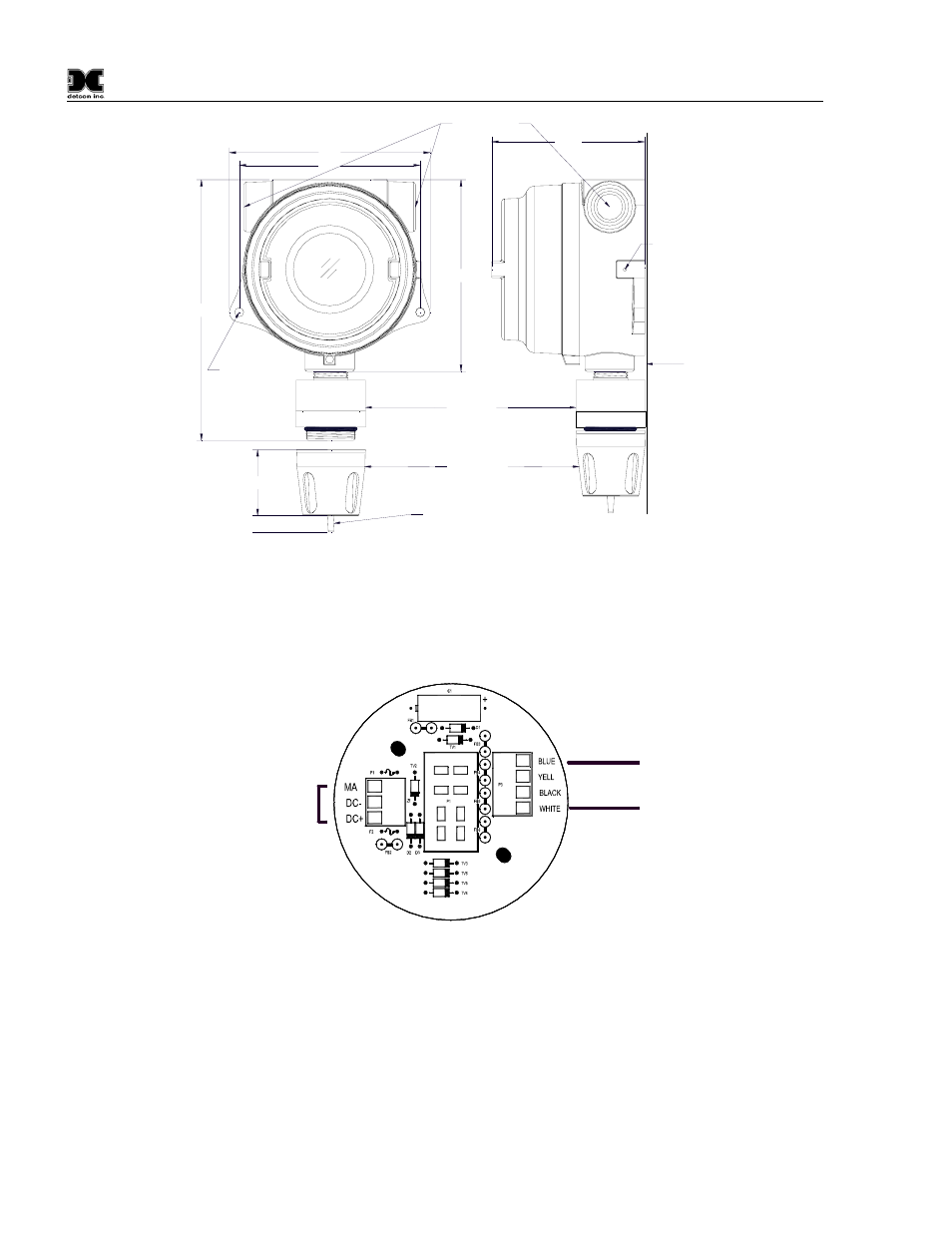 6 remote mounting applications, Remote mounting applications, Figure 7 typical outline and mounting dimensions | Figure 8 sensor connector pcb | Detcon DM-534C User Manual | Page 12 / 22