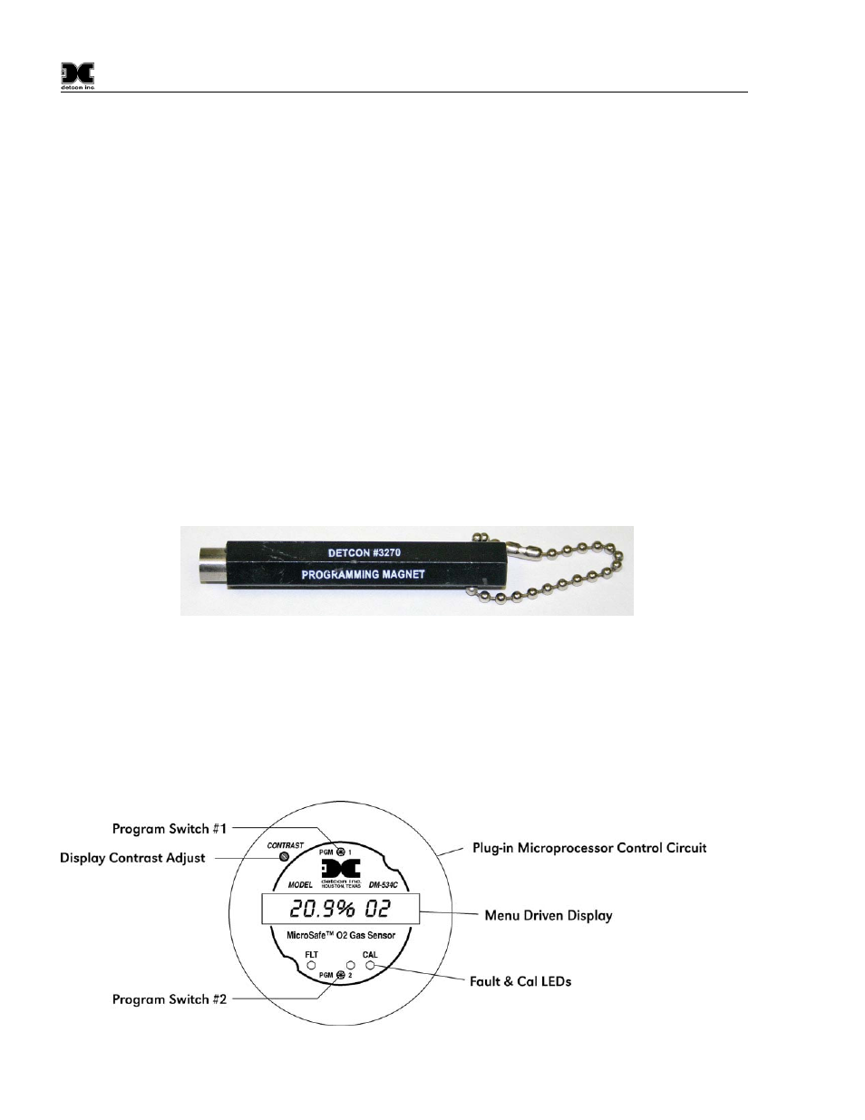 0 calibration, Calibration, Figure 10 magnetic programming tool | Detcon DM-534C User Manual | Page 14 / 22