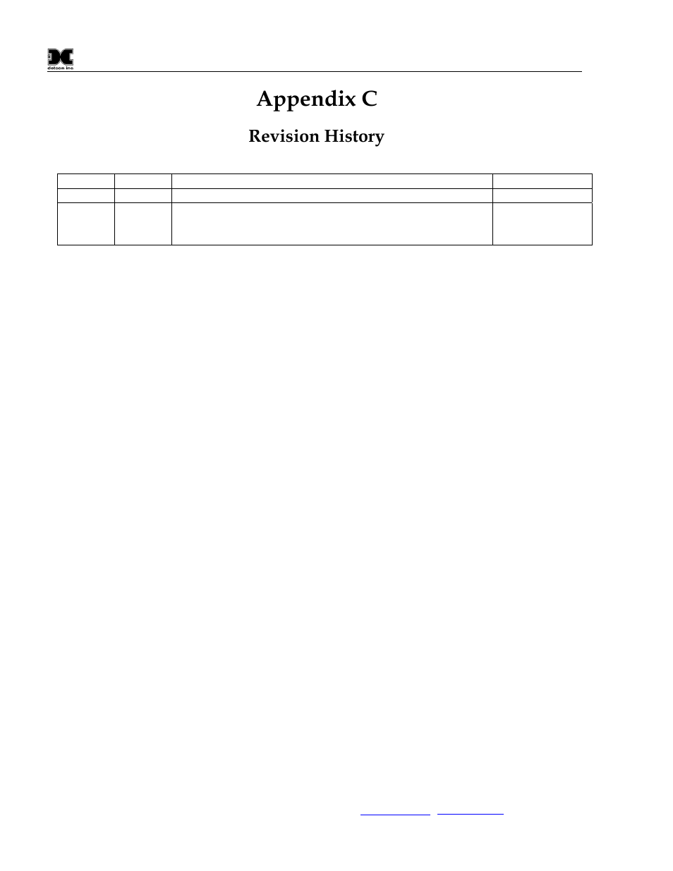 Appendix c, Revision history | Detcon DM-534C User Manual | Page 22 / 22