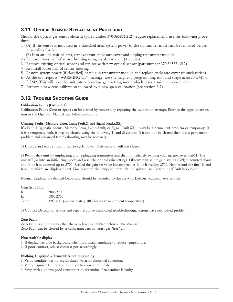 11 o, 12 t | Detcon IR-522 User Manual | Page 16 / 19