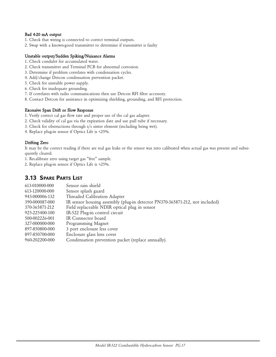 13 s | Detcon IR-522 User Manual | Page 17 / 19