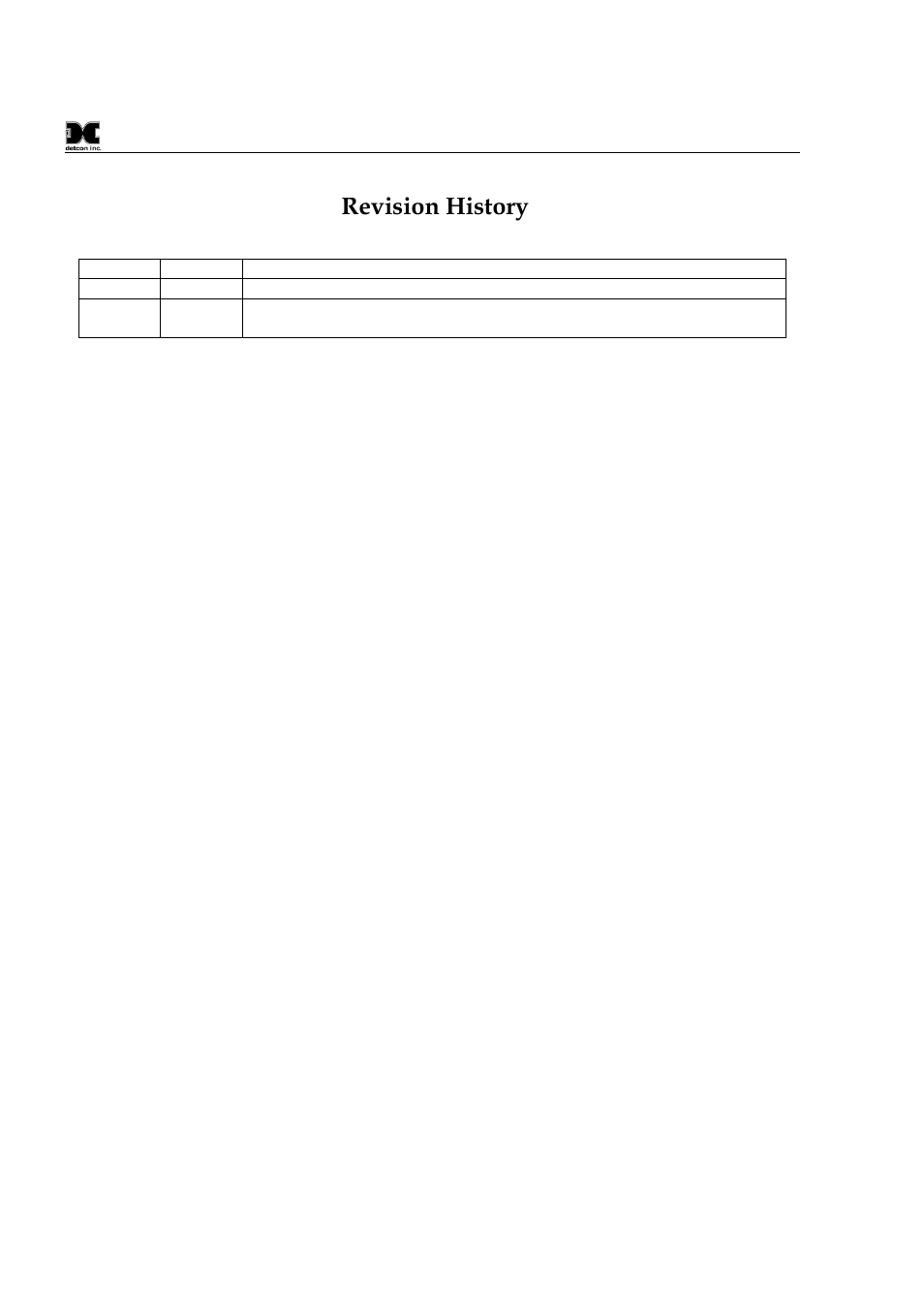 Revision history | Detcon 12B User Manual | Page 16 / 16