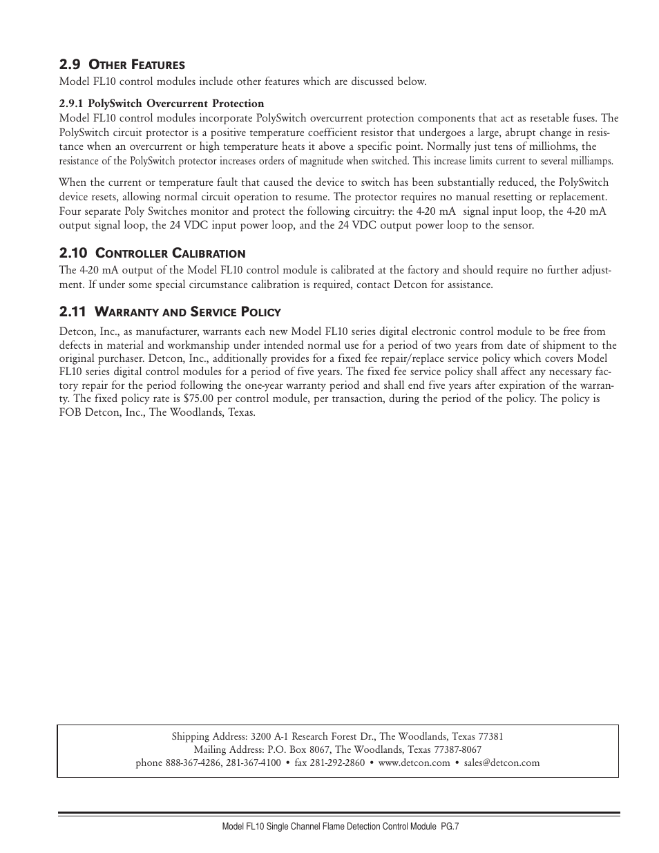 10 c, 11 w | Detcon FL-10 User Manual | Page 7 / 7