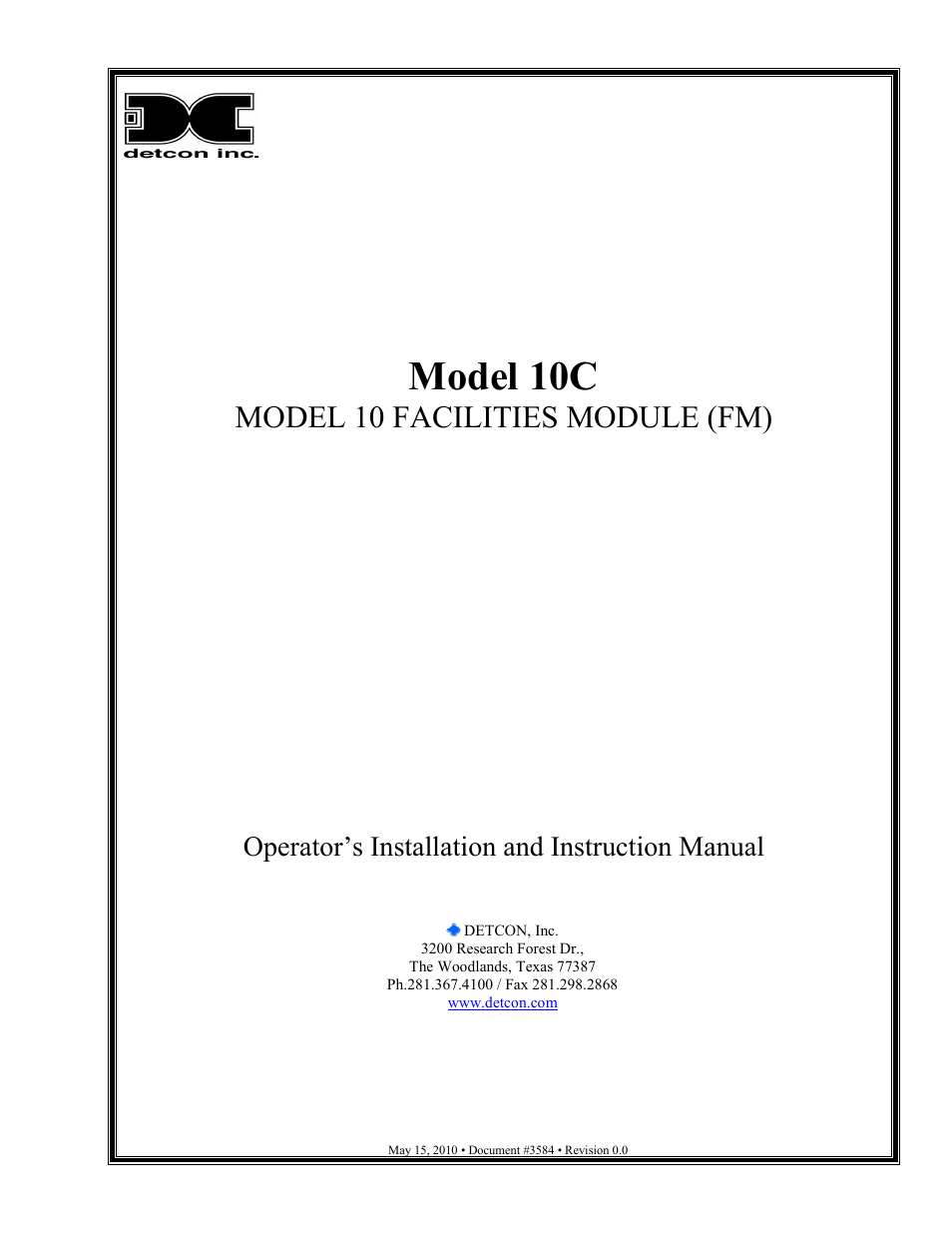 Detcon 10C Facilities User Manual | 18 pages