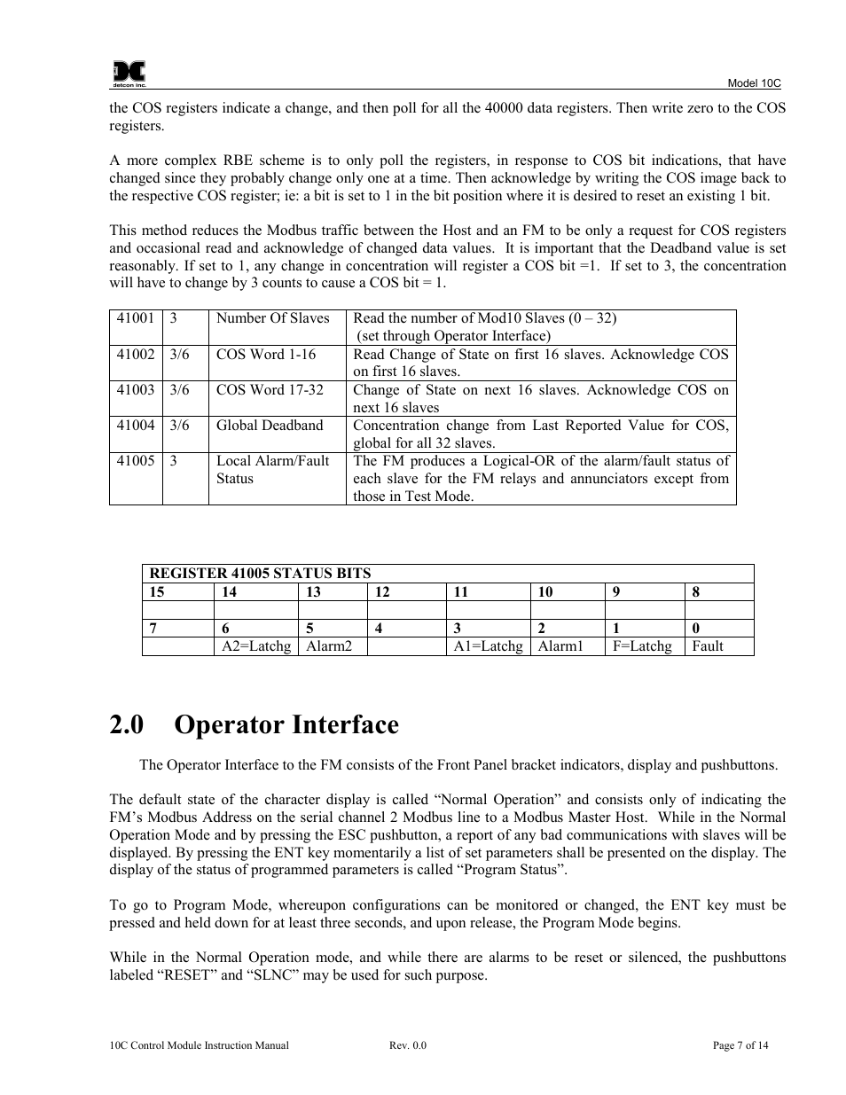 0 operator interface | Detcon 10C Facilities User Manual | Page 11 / 18