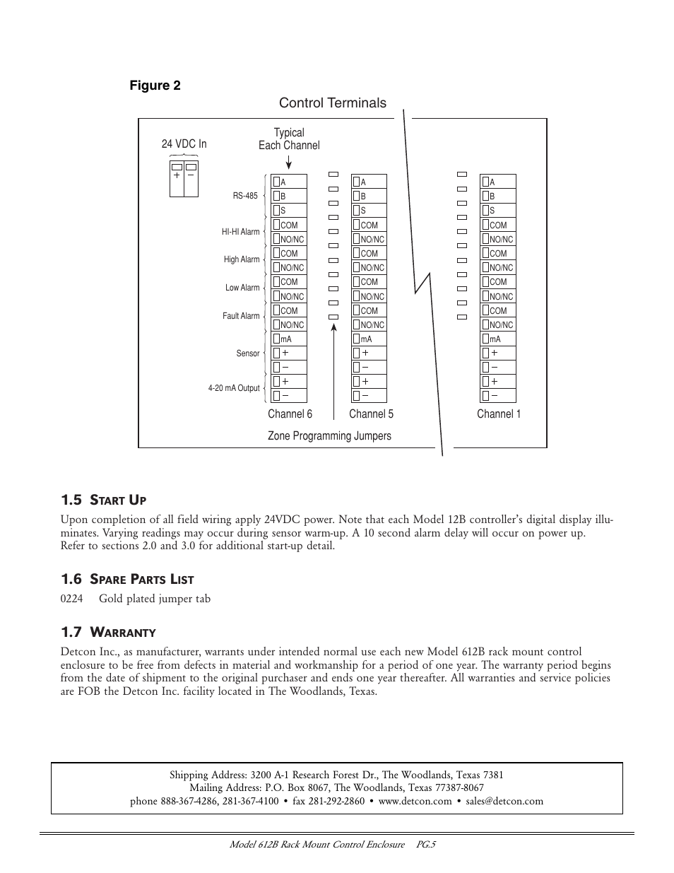 Control terminals, Figure 2 | Detcon 612B User Manual | Page 5 / 5