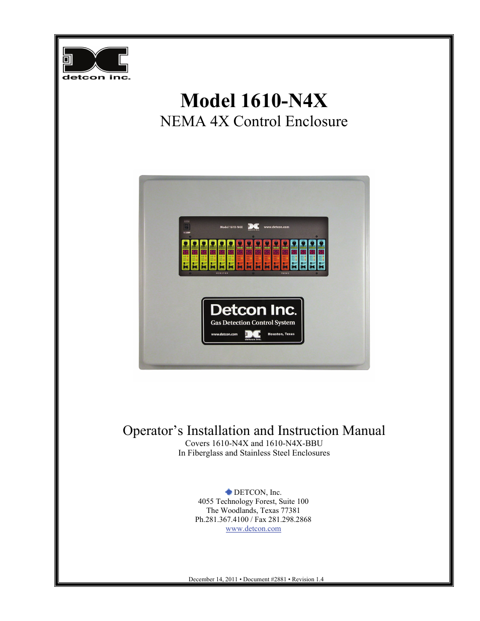 Detcon 1610-N4X User Manual | 28 pages