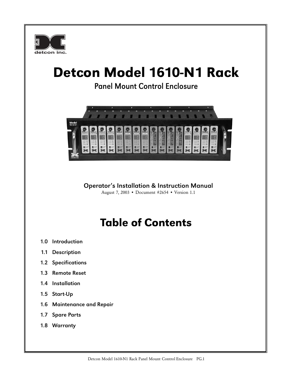 Detcon 1610-N1 User Manual | 4 pages