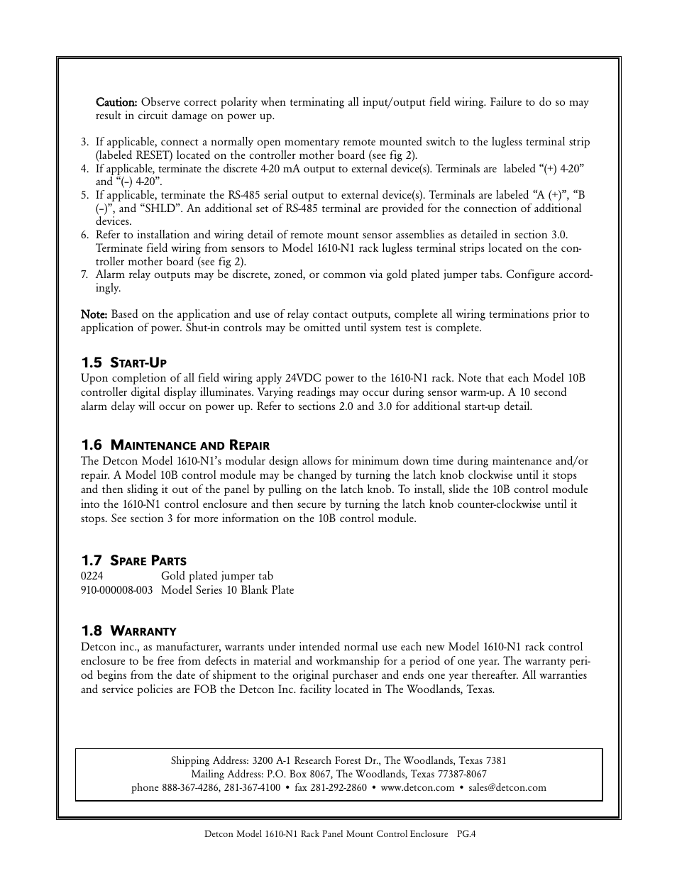 Detcon 1610-N1 User Manual | Page 4 / 4