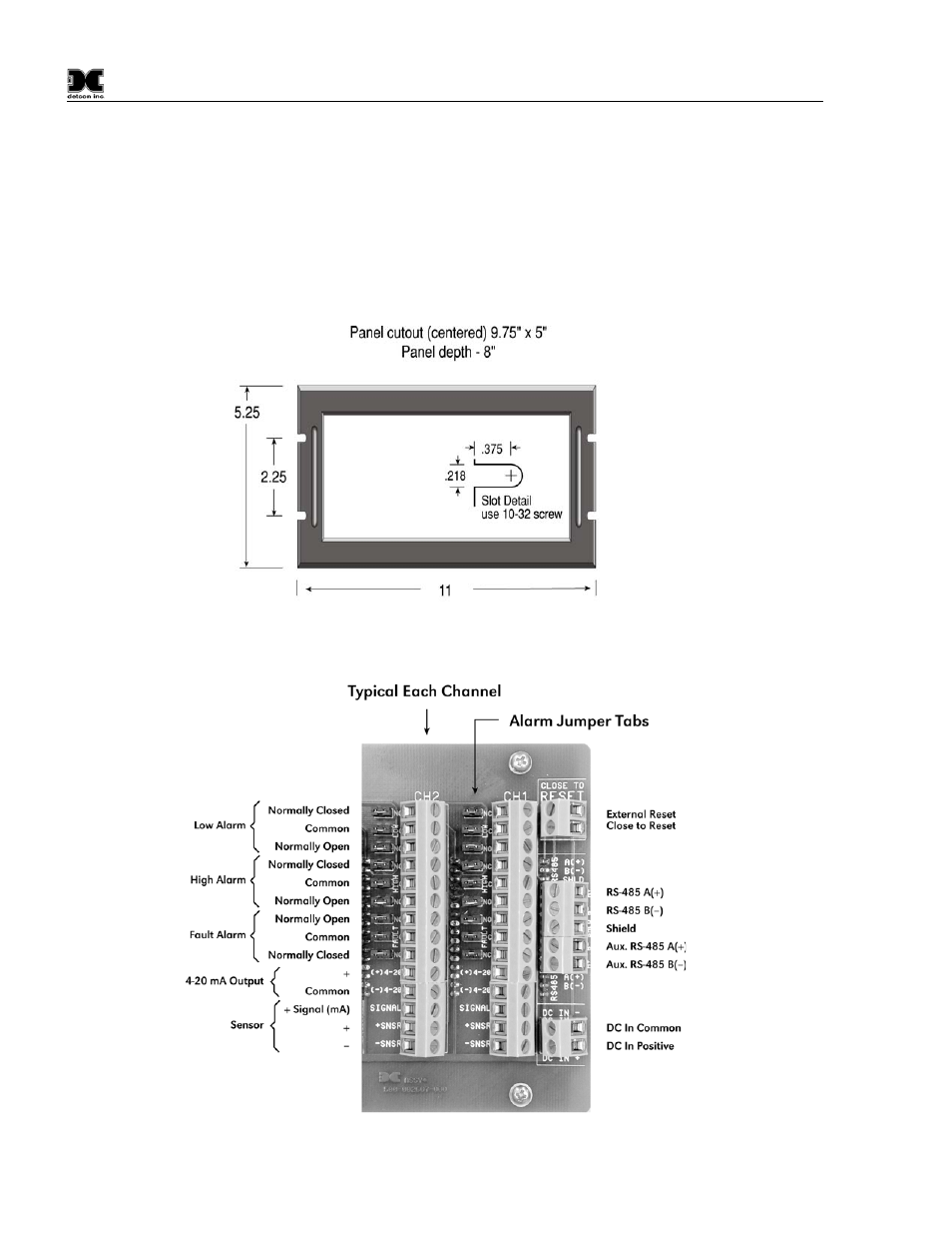 0 remote reset, 0 installation, Remote reset | Installation, Figure 1 810-n1-24vdc dimensions, Figure 2 wiring terminations | Detcon 810-N1-24VDC User Manual | Page 6 / 10
