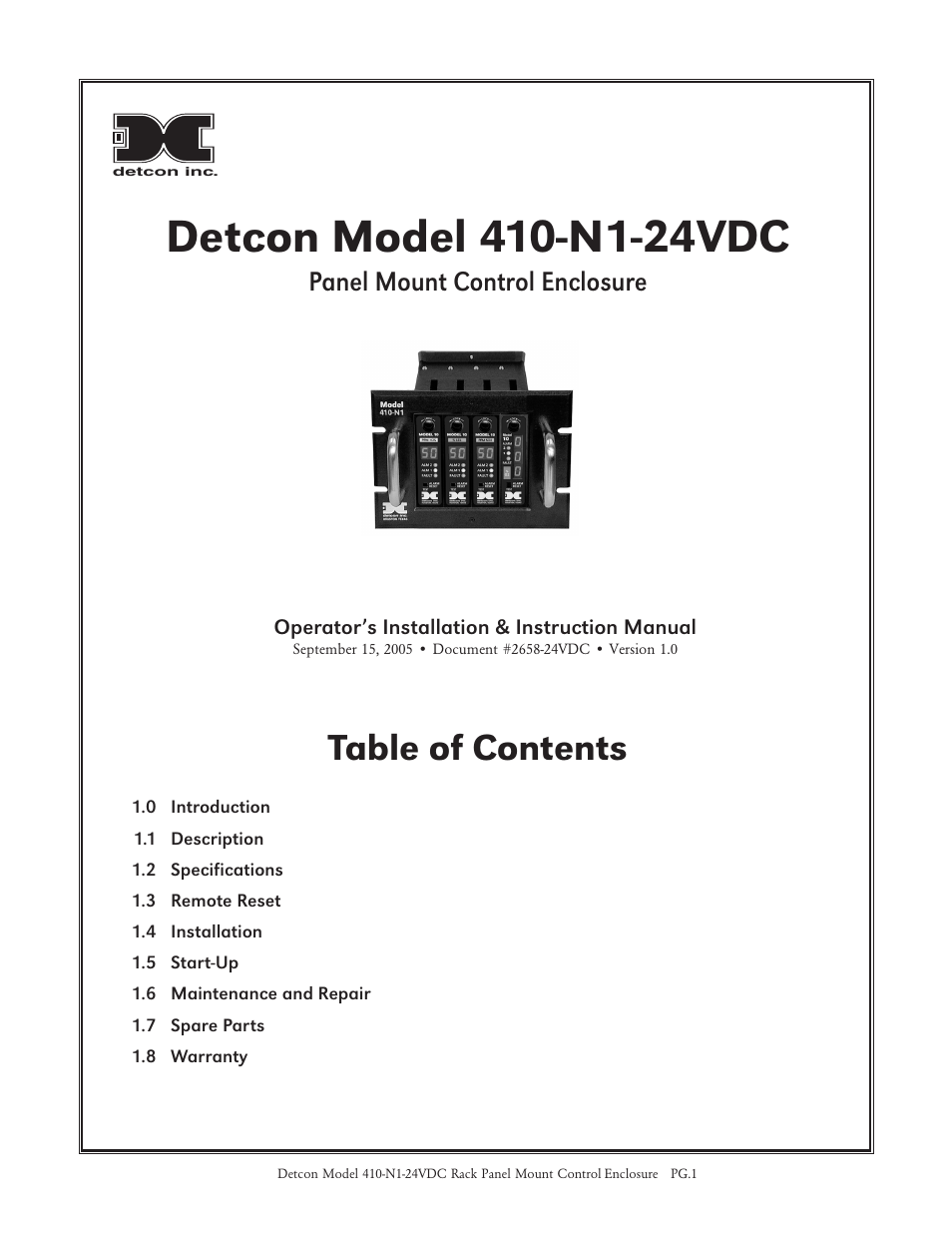 Detcon 410-N1-24VDC User Manual | 4 pages