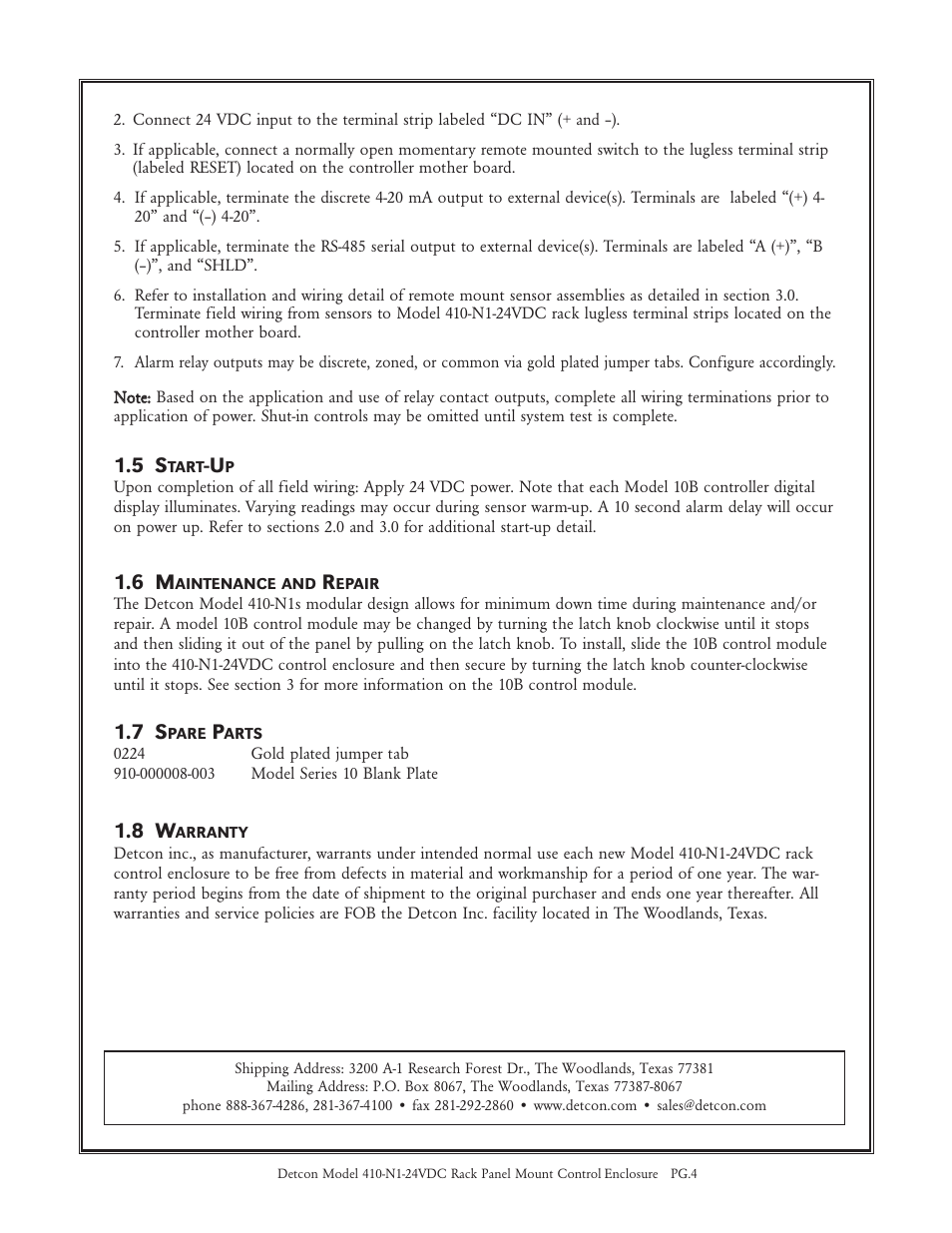 Detcon 410-N1-24VDC User Manual | Page 4 / 4