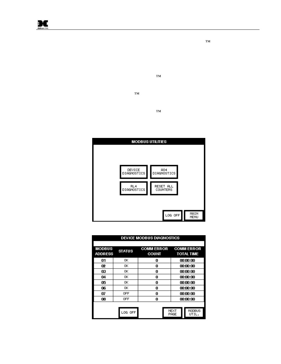 Modbus utilities screen | Detcon MCX-32-N4X User Manual | Page 31 / 55