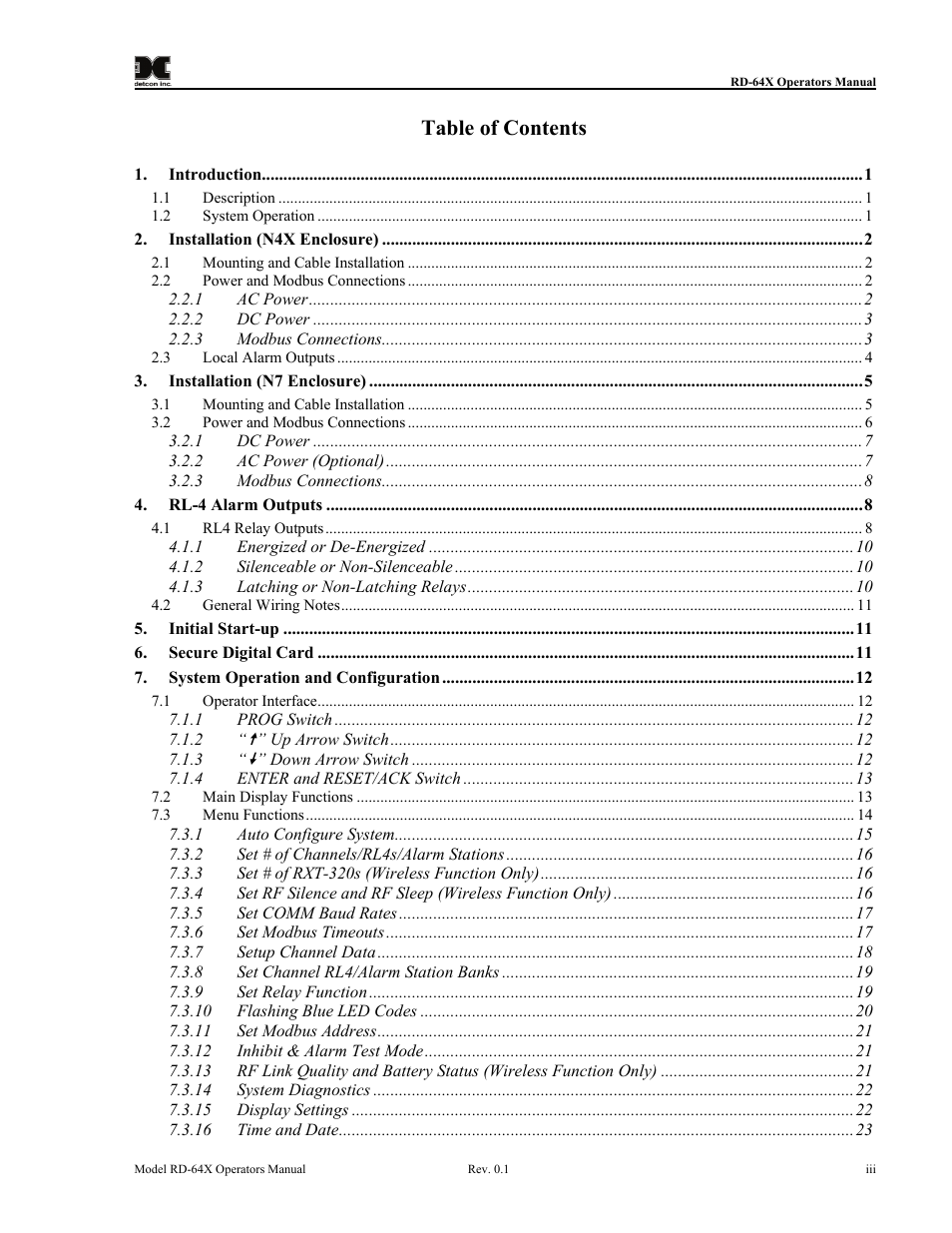 Detcon RD-64X-N7 User Manual | Page 3 / 41