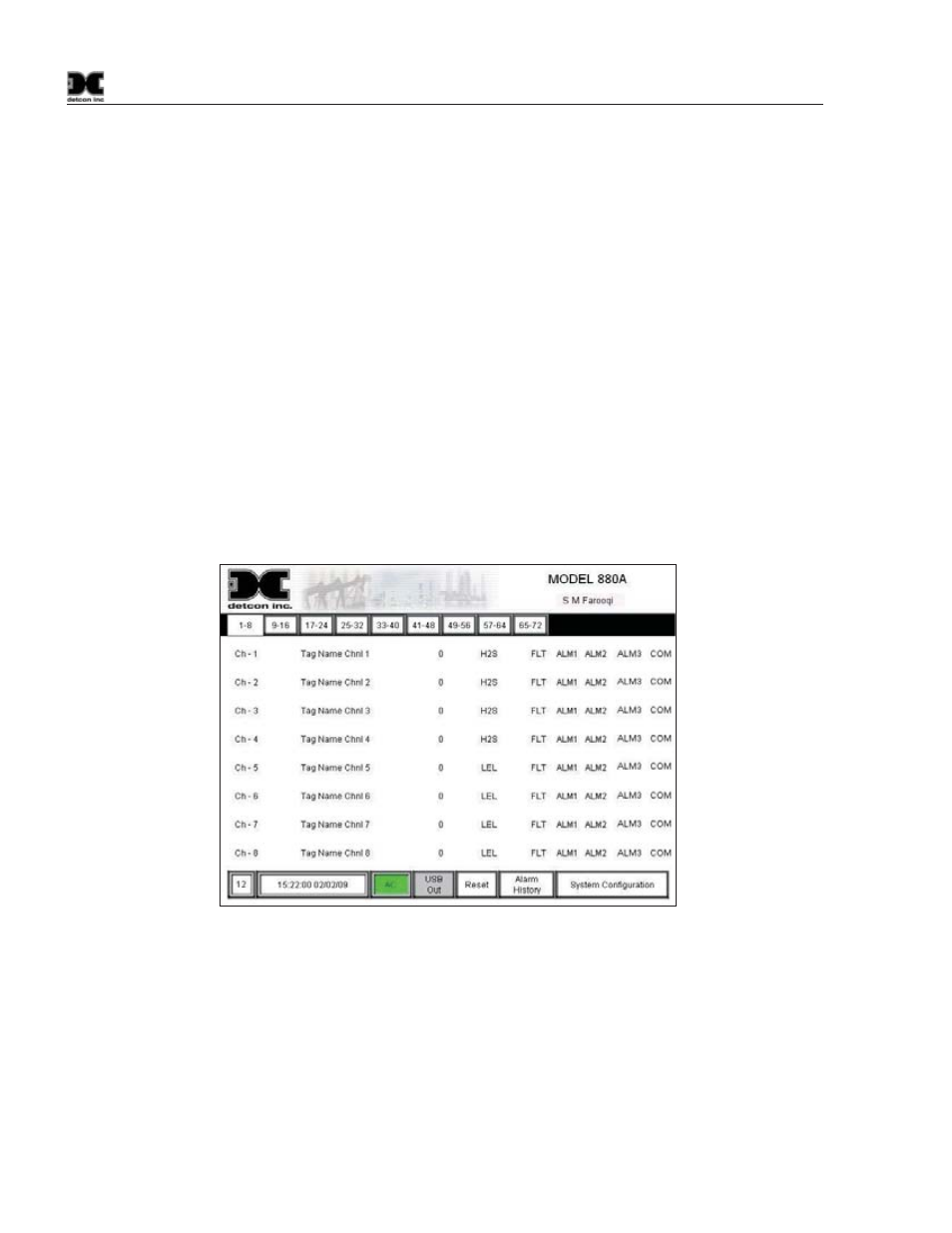 0 system operation, 1 main screen | Detcon 880RS-N4X User Manual | Page 16 / 36