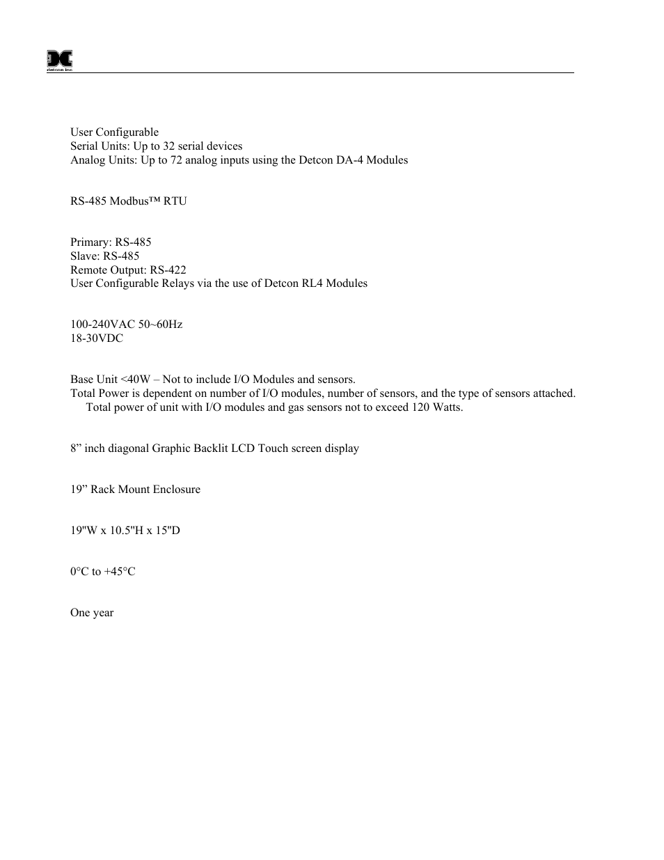 5 specifications, Specifications | Detcon 880S-N1R User Manual | Page 10 / 45