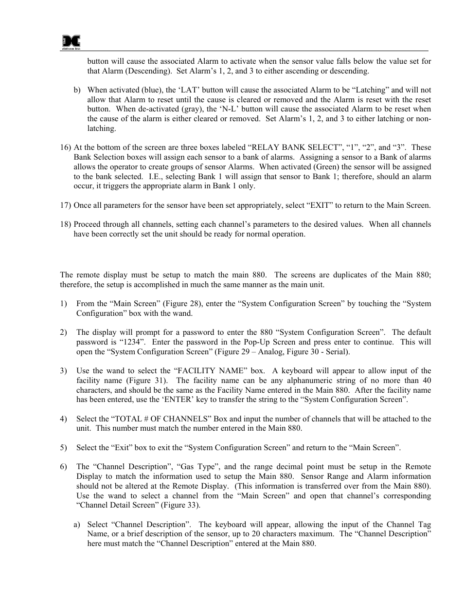 4 remote display set-up, Remote display set-up | Detcon 880S-N1R User Manual | Page 27 / 45